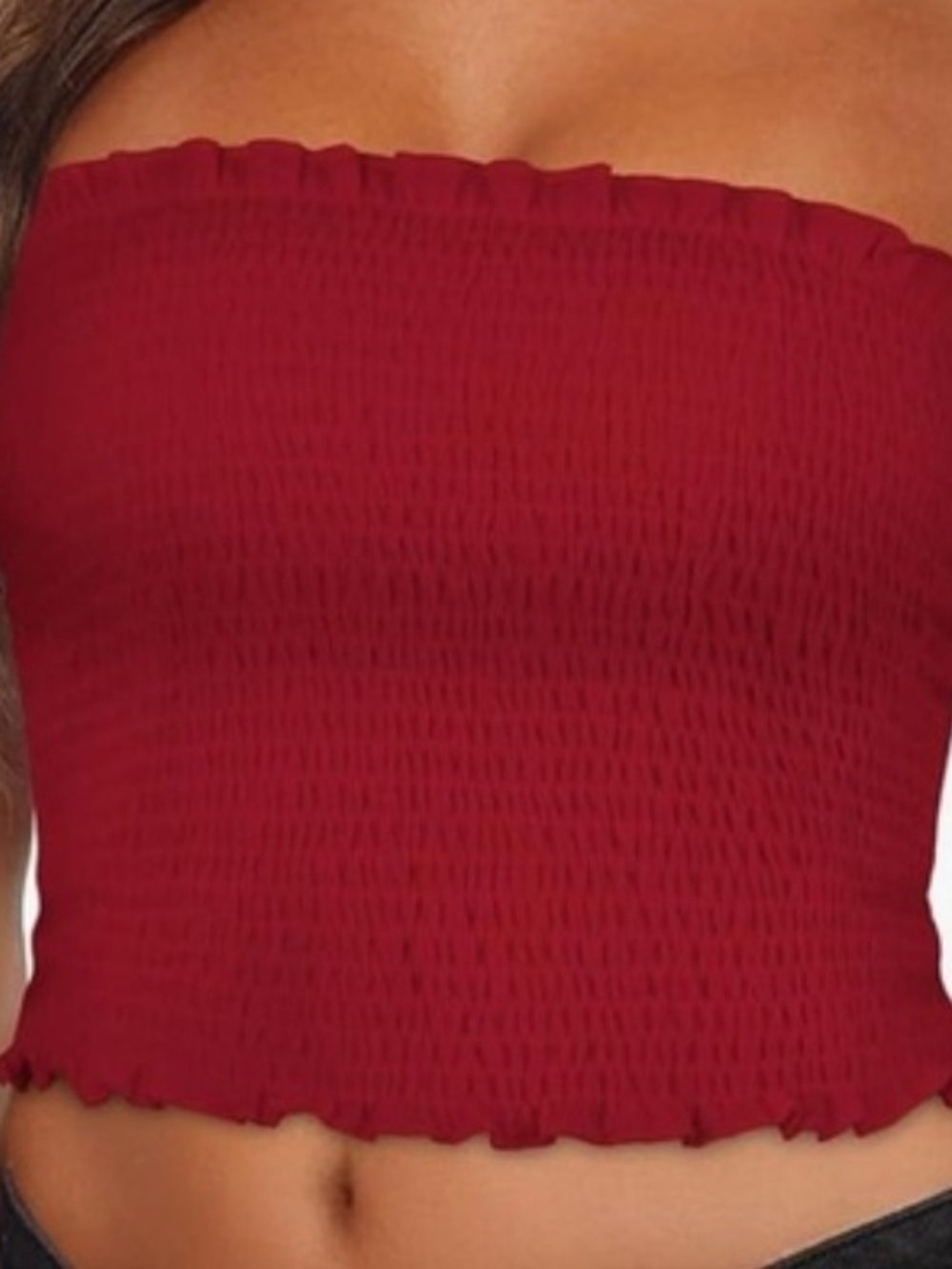 American Eagle Smocked Strapless Tube Top, Wine Red, SZ L, NWOT